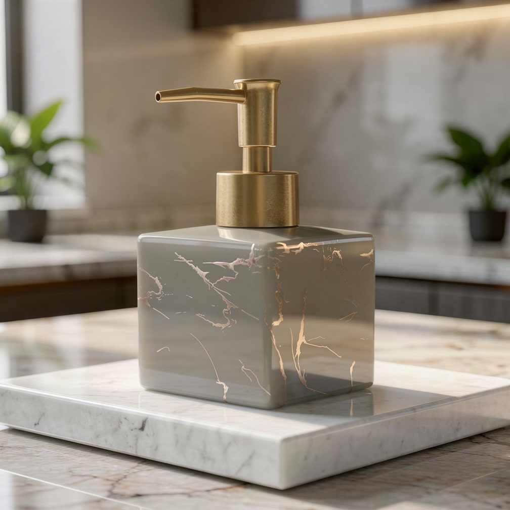 Elegant Ceramic Liquid Dispenser with Gold Accents