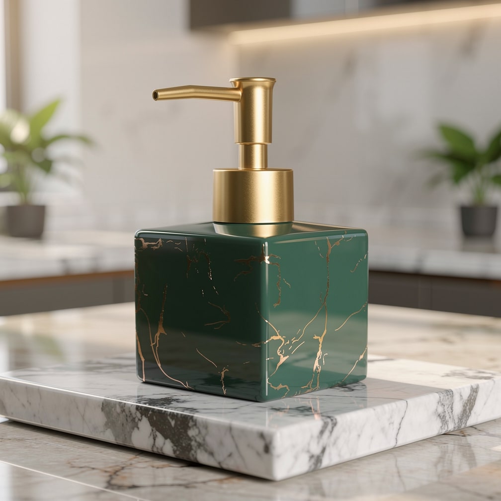 Elegant Ceramic Liquid Dispenser with Gold Accents