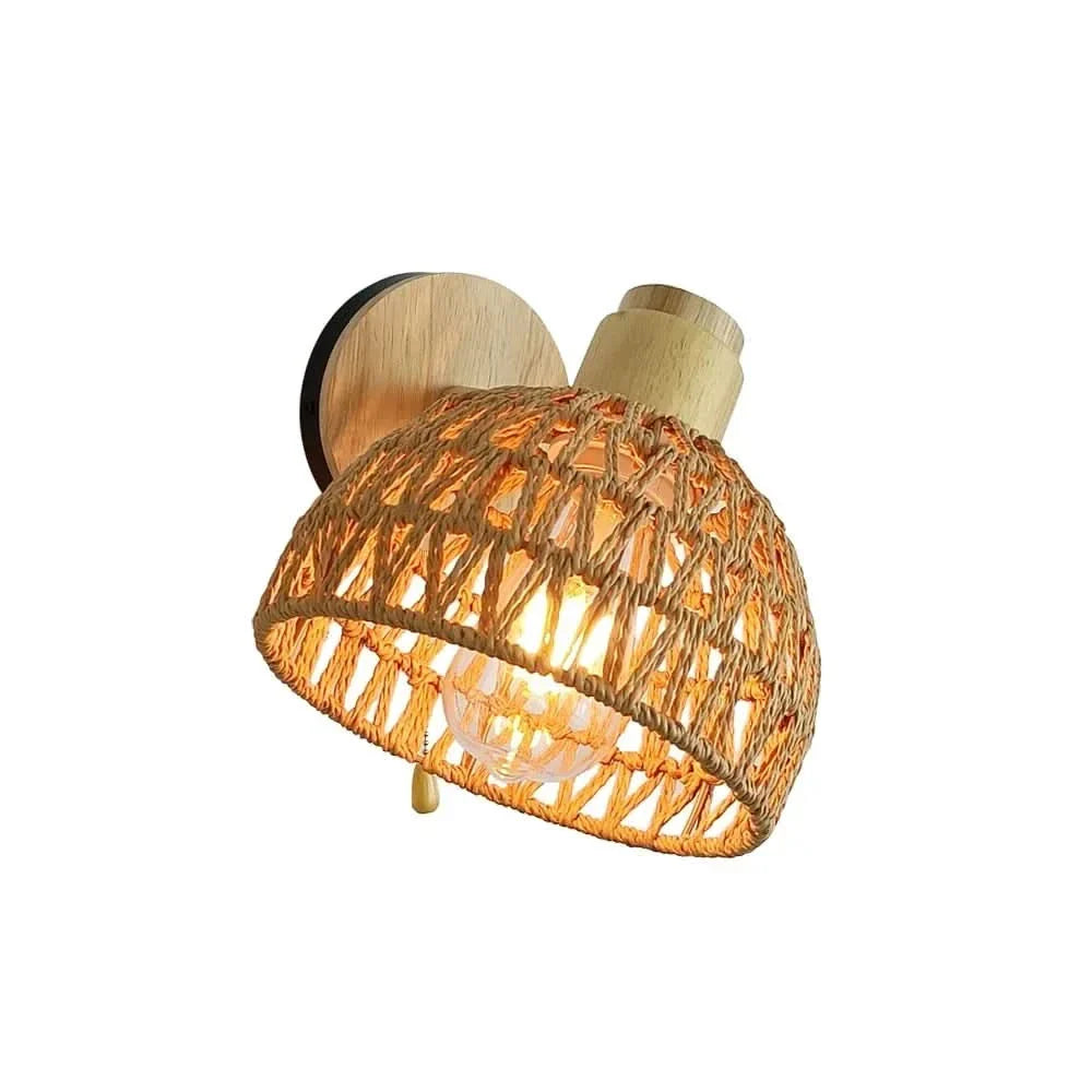 Woven Wall Sconce for Cozy Interiors – Elegant Rattan Design