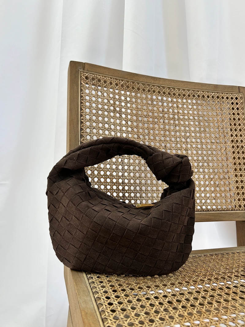 Chic Mini Suede Handbag with Elegant Knot Design
