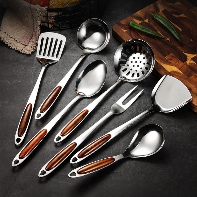 Ergonomic Kitchen Utensil Set in Stainless Steel for Daily Cooking