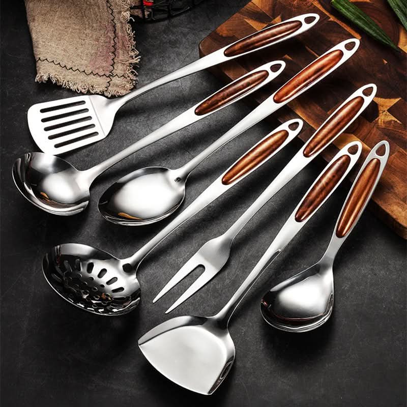 Ergonomic Kitchen Utensil Set in Stainless Steel for Daily Cooking