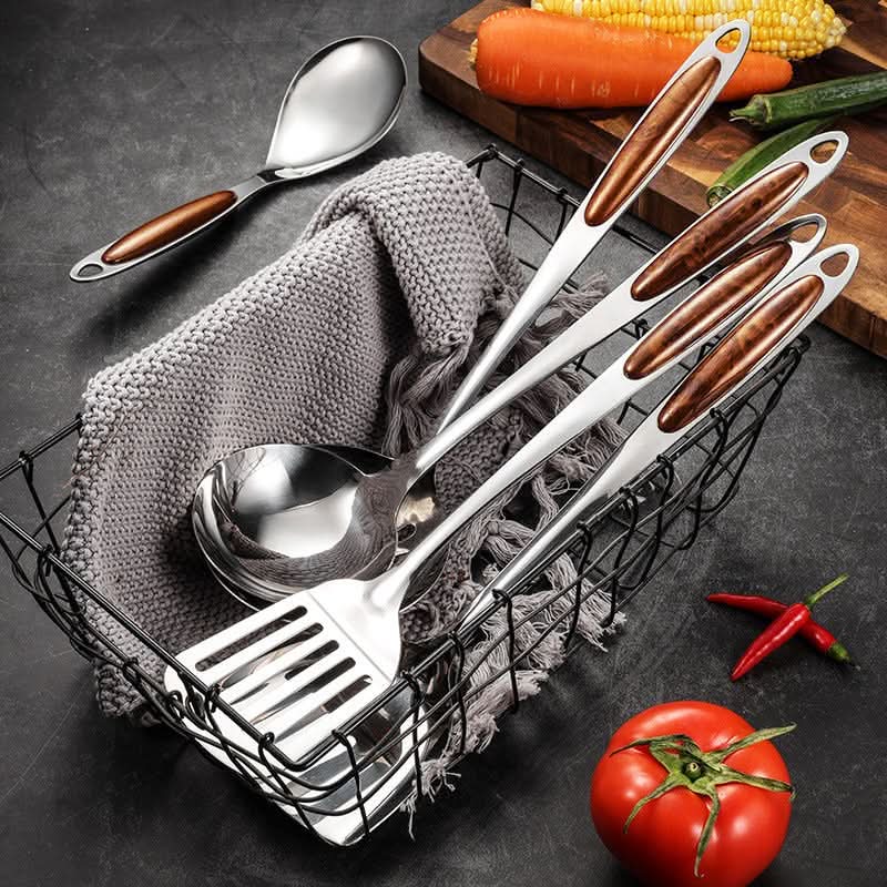 Ergonomic Kitchen Utensil Set in Stainless Steel for Daily Cooking