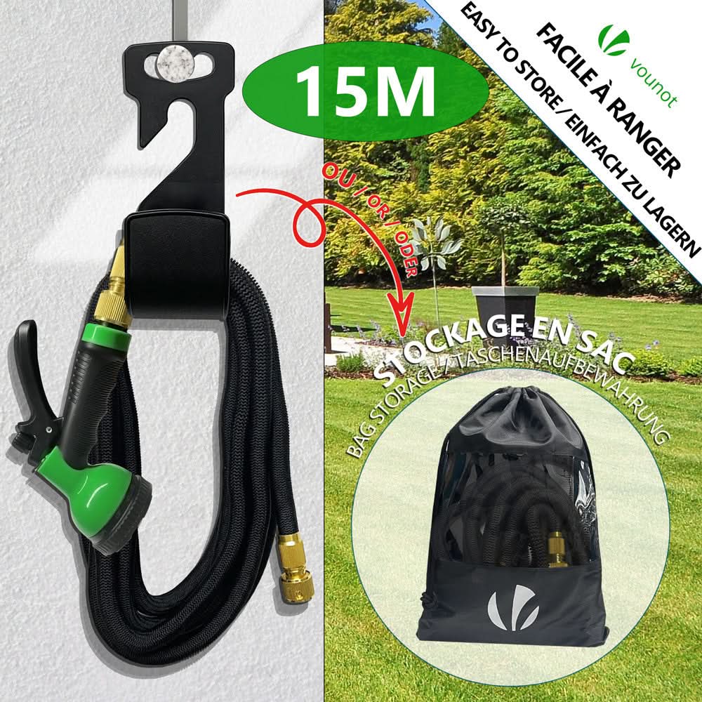 15m Expandable Garden Hose with 10 Spray Settings and Brass Fittings