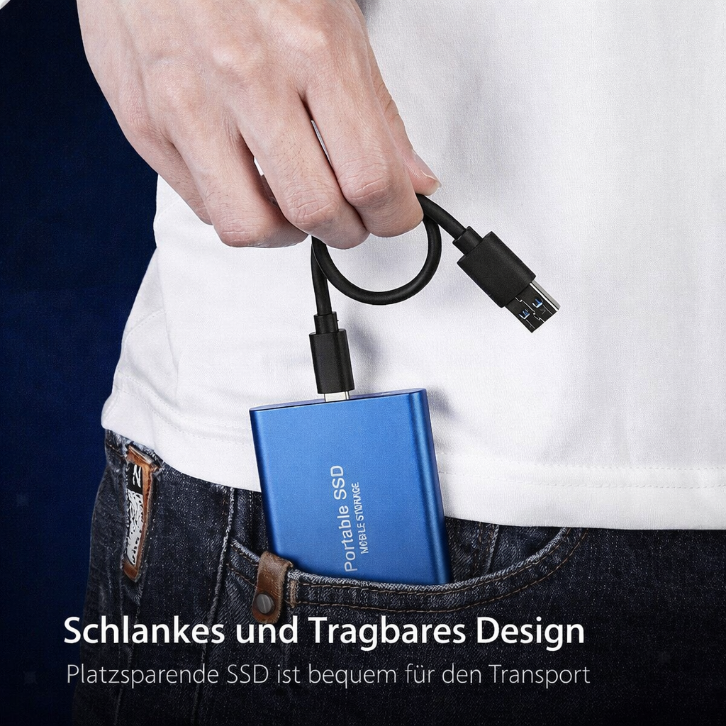 External Storage | 128GB Portable SSD | USB 3.1 & USB-C | Compact & Shockproof Design