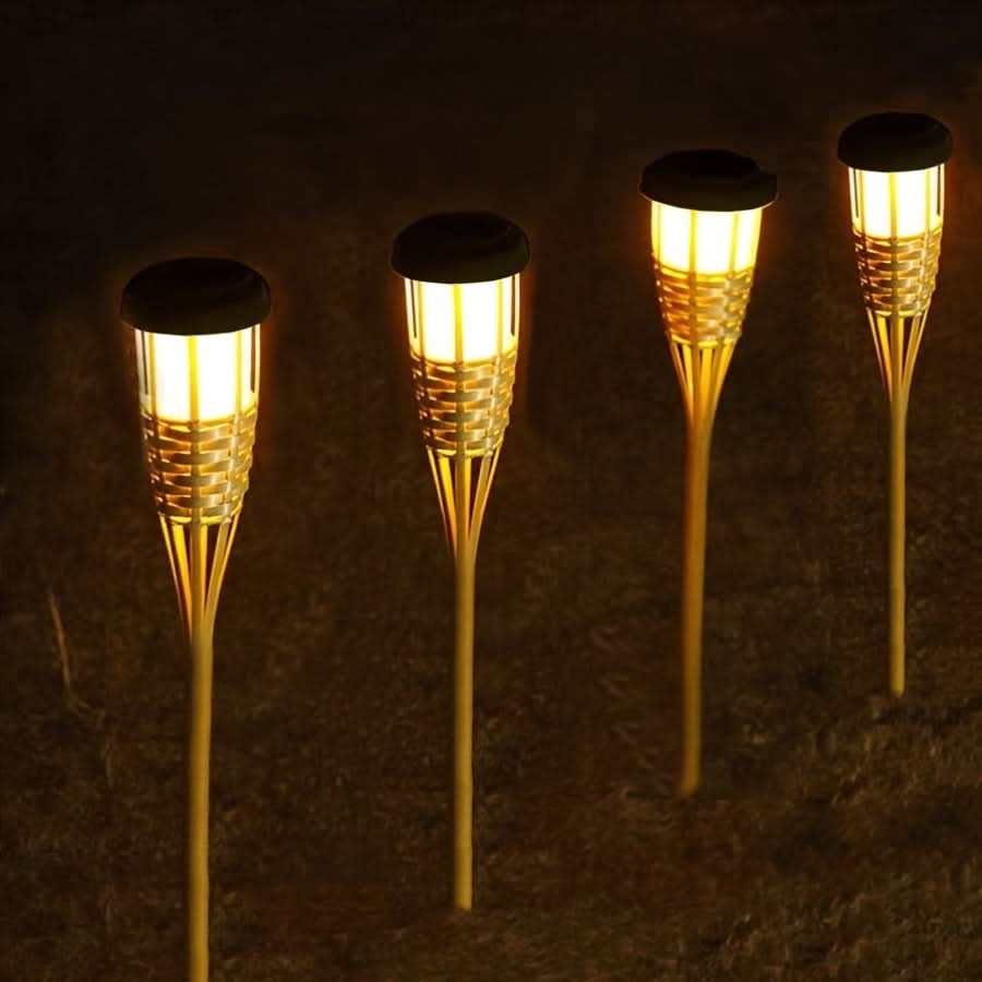Solar LED Bamboo Lights with Flickering Flame Effect