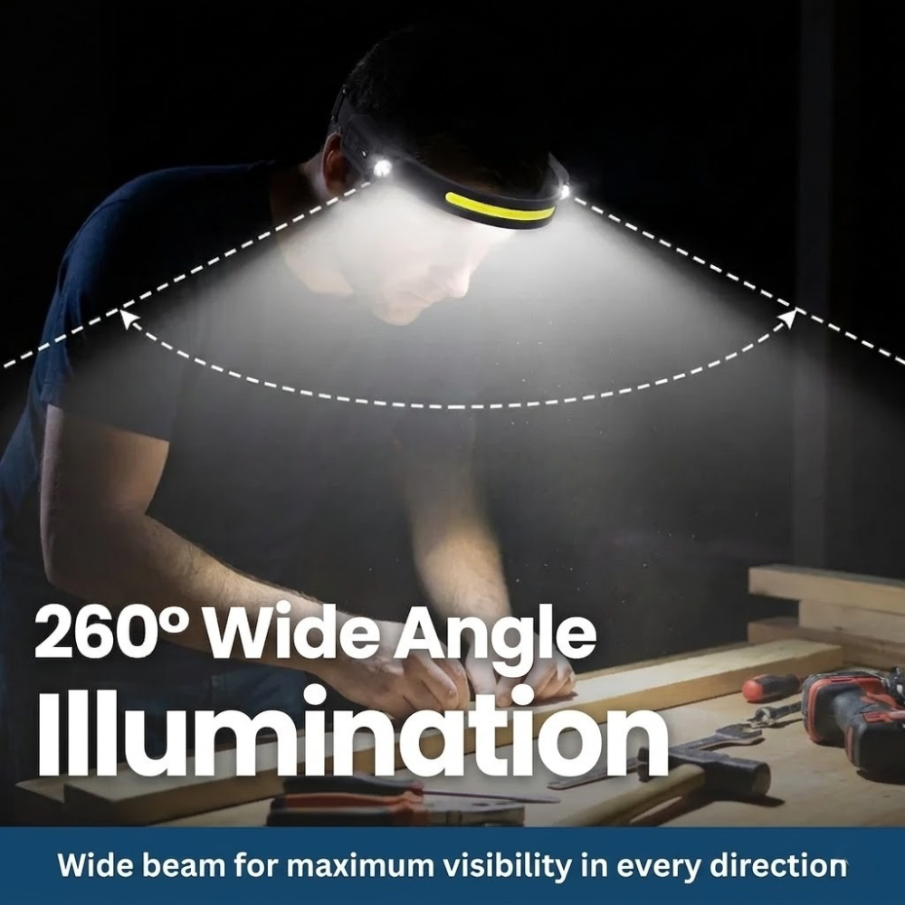 Hands-Free LED Headlamp for Enhanced Visibility and Lighting