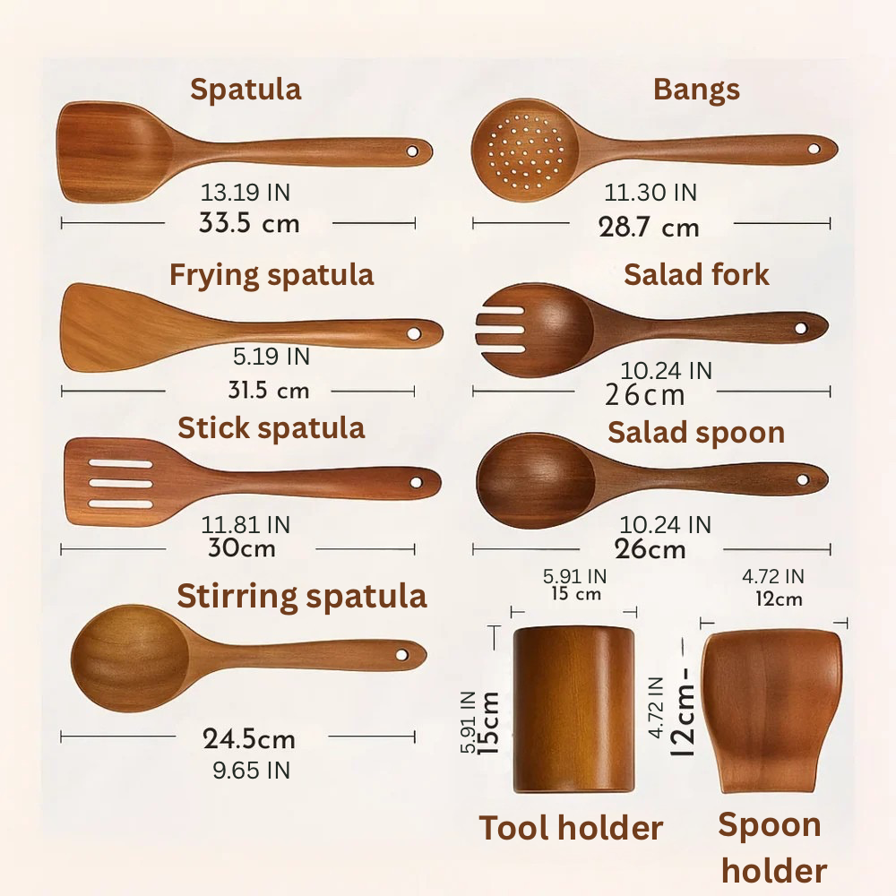 Eco-Friendly Kitchen Tool Set Made of Wood