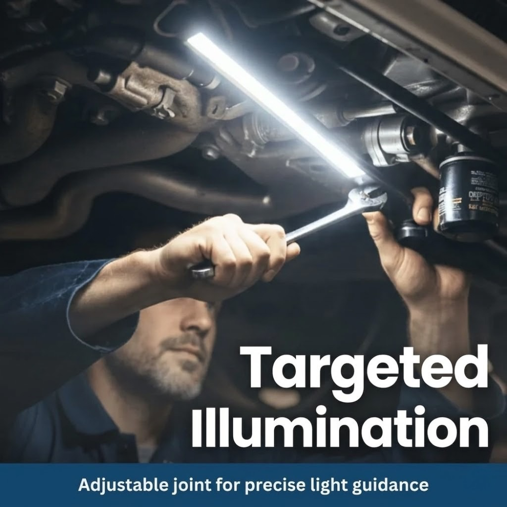 Rechargeable LED Work Light with Stepless Dimming - Magnetic Inspection Lamp for Mechanics