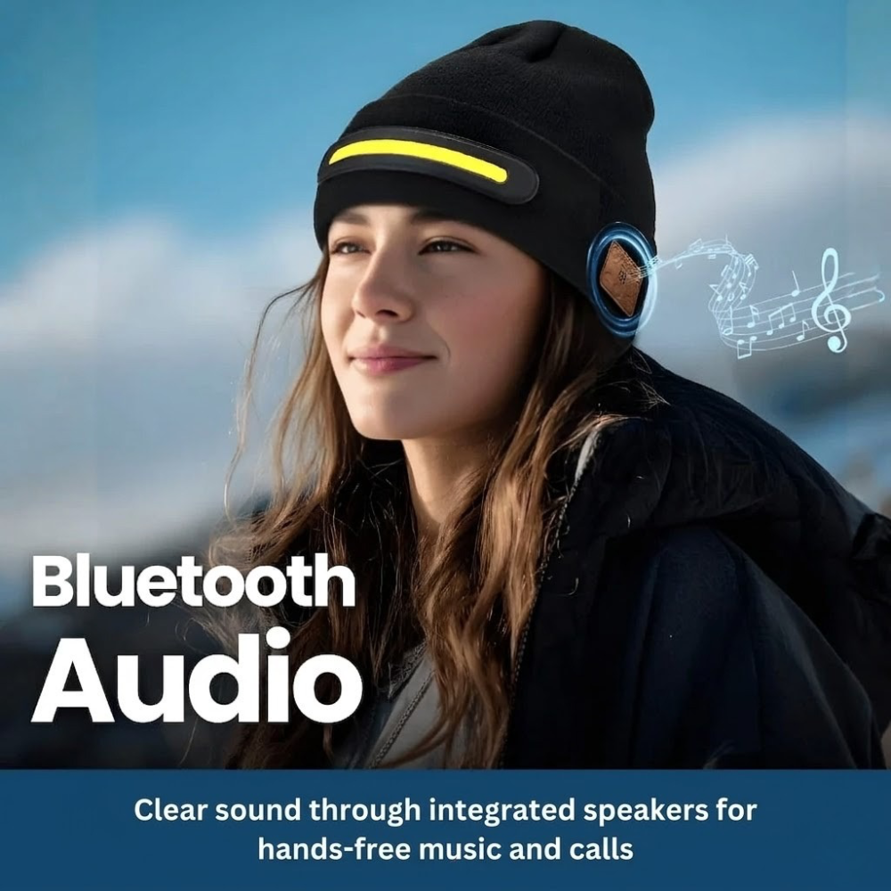 Bluetooth Music Beanie with Headlamp Light