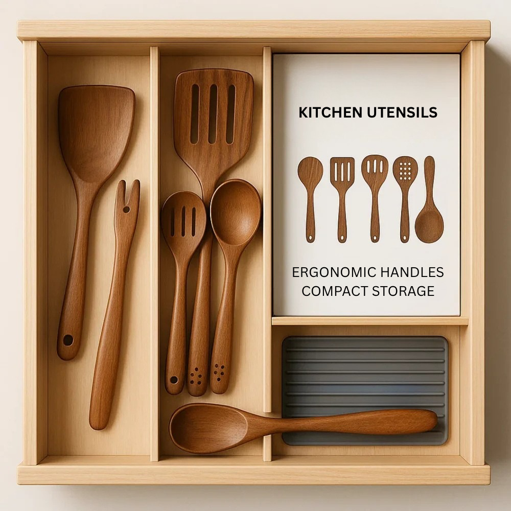 Eco-Friendly Kitchen Tool Set Made of Wood