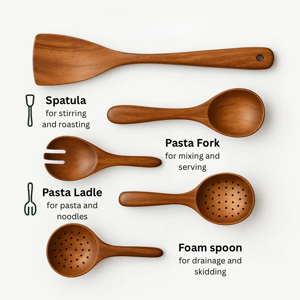 Eco-Friendly Kitchen Tool Set Made of Wood