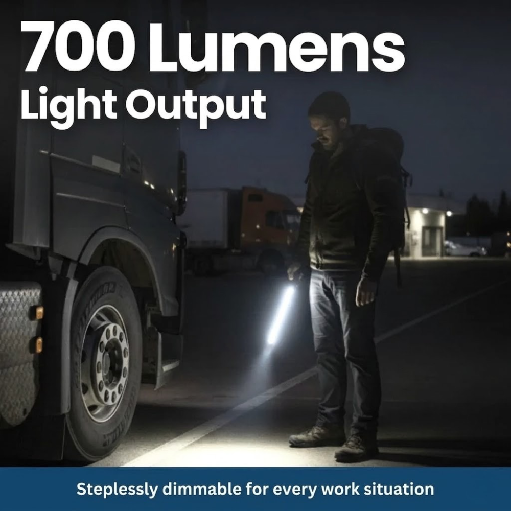 Rechargeable LED Work Light with Stepless Dimming - Magnetic Inspection Lamp for Mechanics