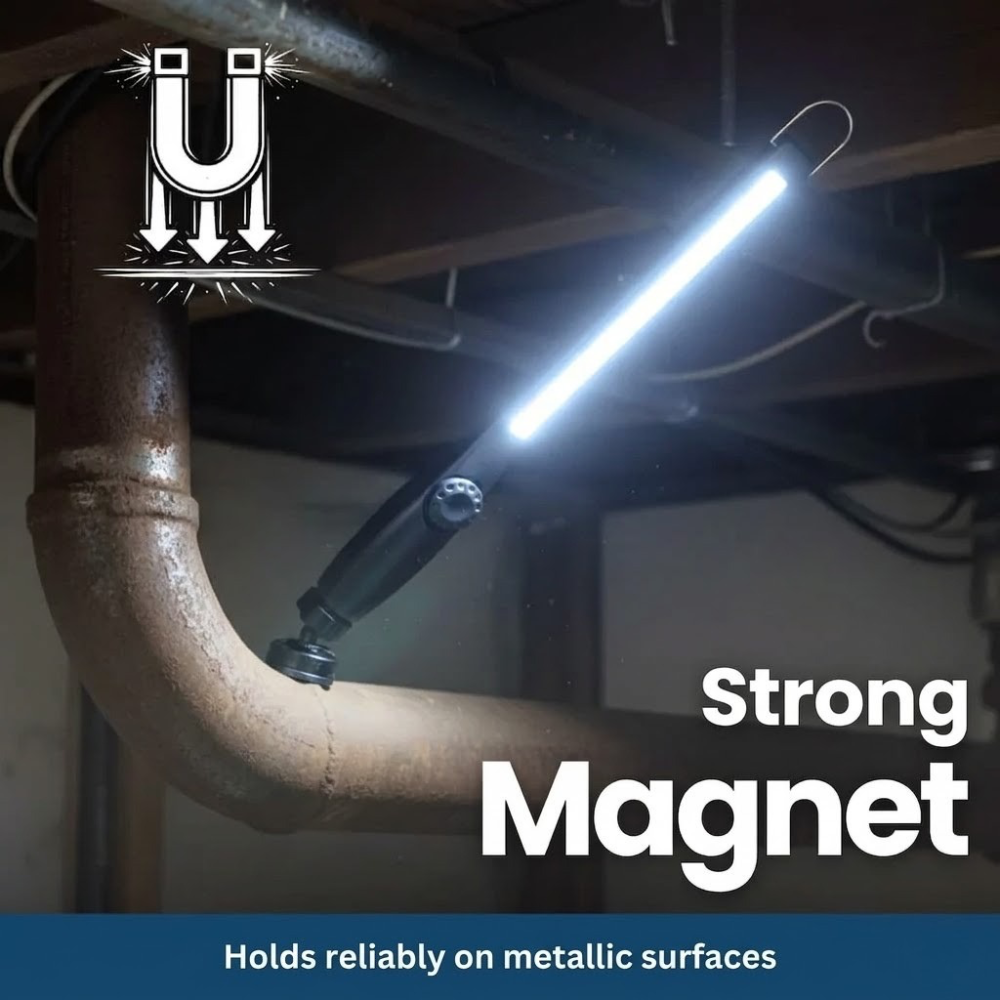 Rechargeable LED Work Light with Stepless Dimming - Magnetic Inspection Lamp for Mechanics
