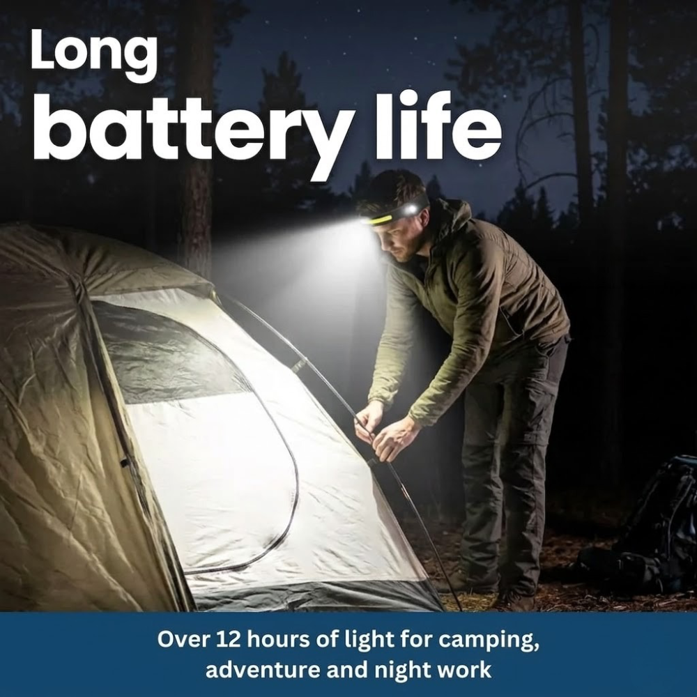Hands-Free LED Headlamp for Enhanced Visibility and Lighting