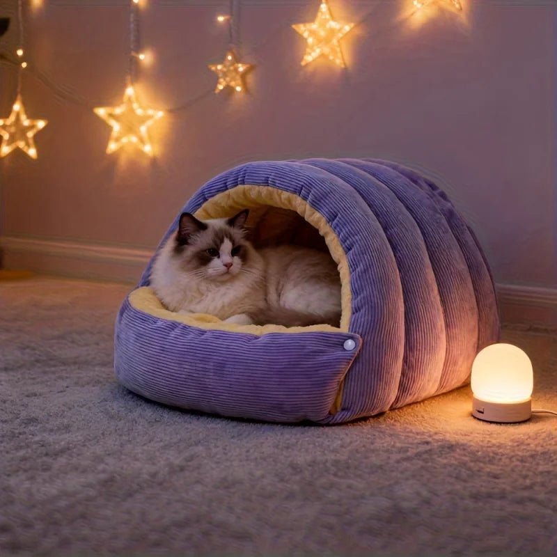 Washable Cat Cave with Corduroy Exterior – Cozy and Warm