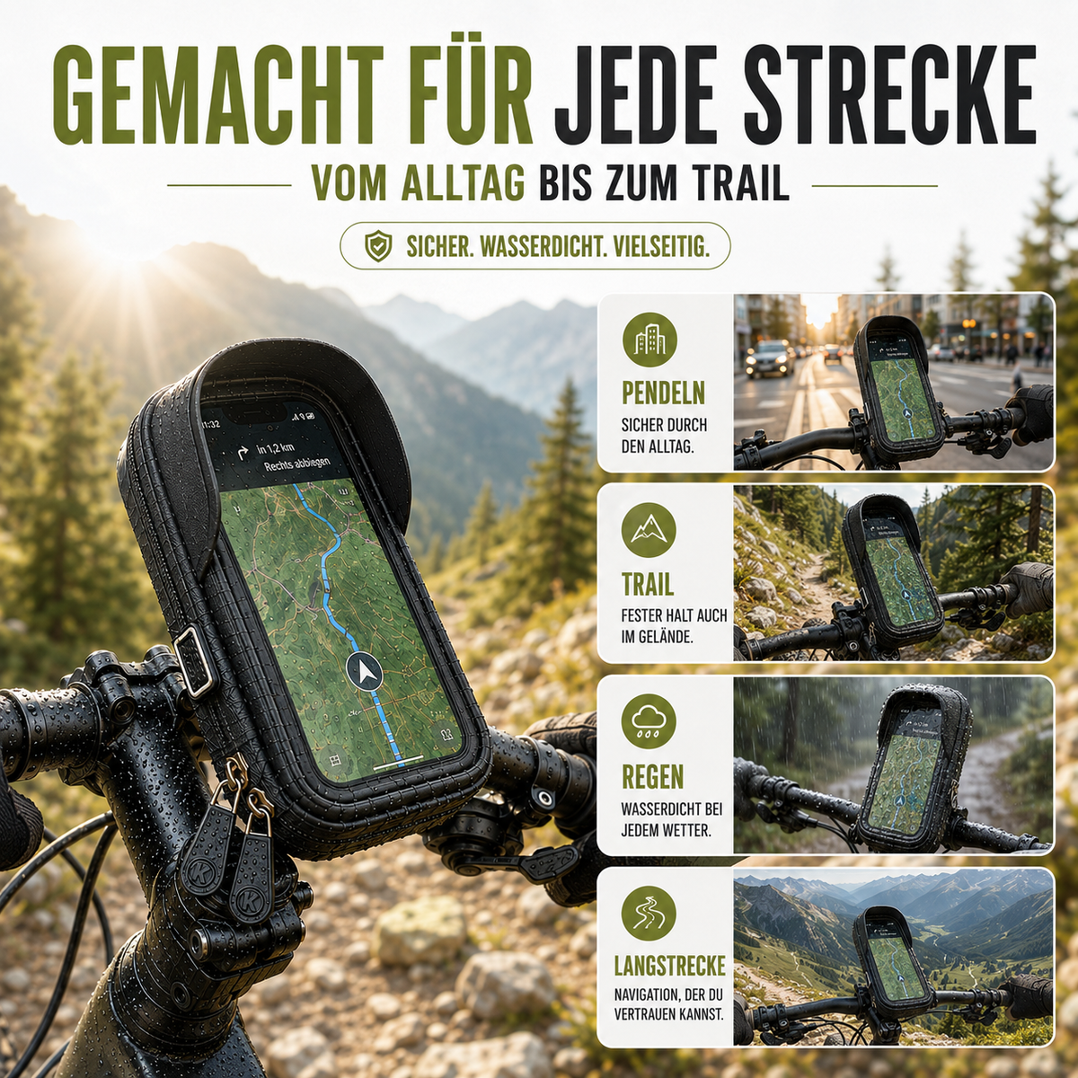 Touchscreen Bicycle Phone Mount for Devices Up to 6.4 Inches - Waterproof
