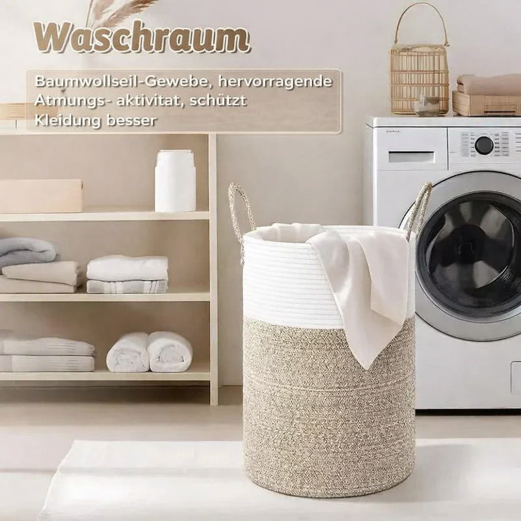 Collapsible Cotton Laundry Basket | 60L Stylish Storage Solution