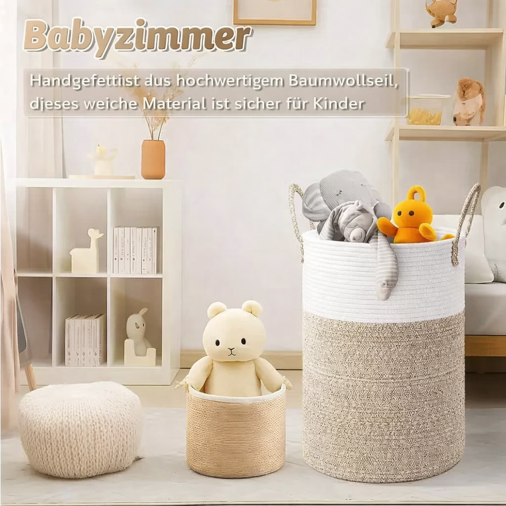 Collapsible Cotton Laundry Basket | 60L Stylish Storage Solution