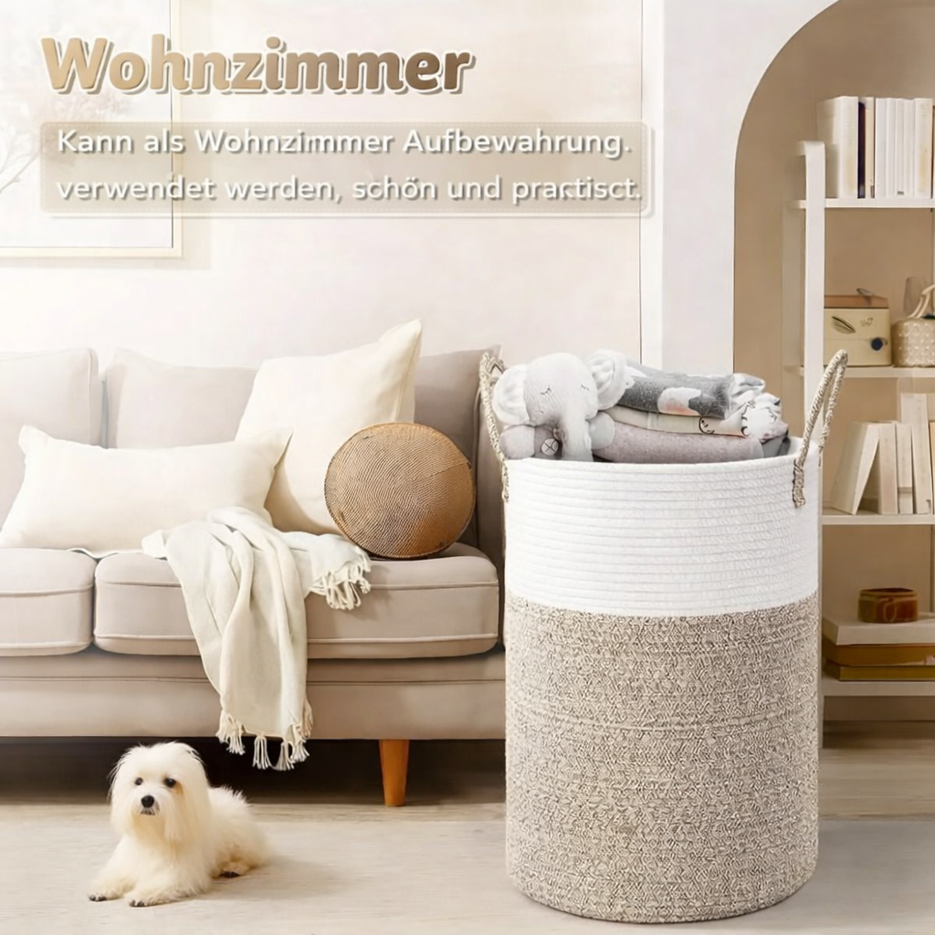 Collapsible Cotton Laundry Basket | 60L Stylish Storage Solution