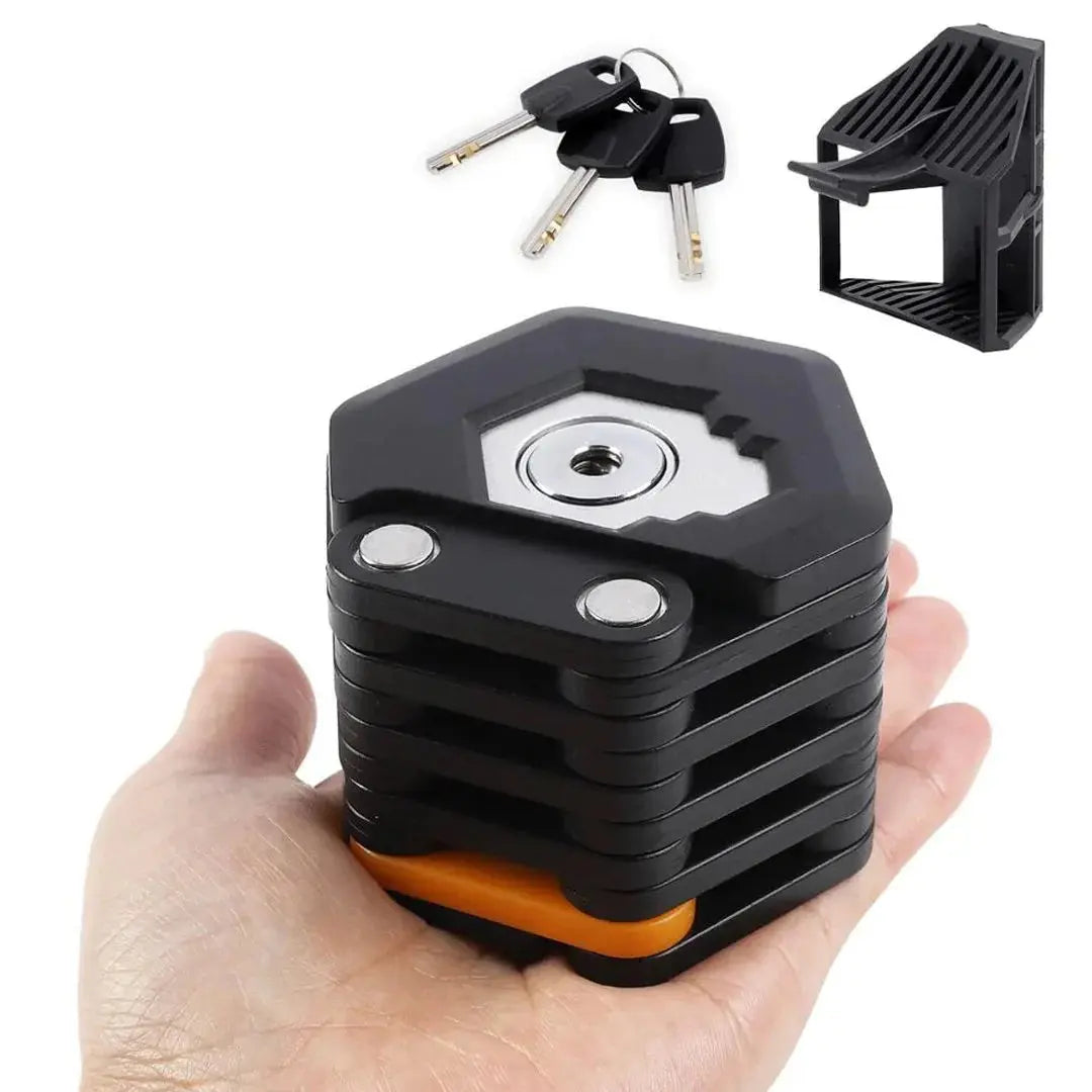 Compact Folding Steel Bicycle Lock – 78 cm, Drill-Proof Design