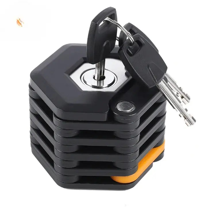 Compact Folding Steel Bicycle Lock – 78 cm, Drill-Proof Design