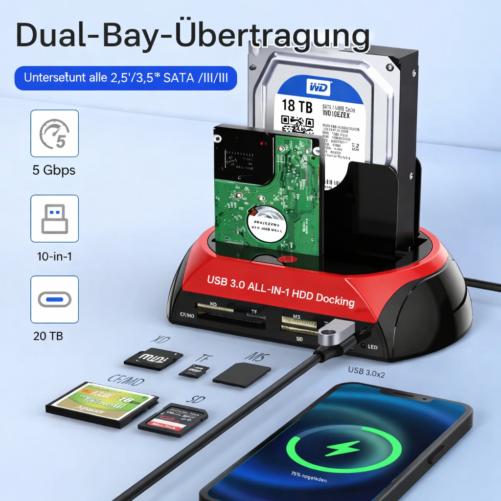 Multi-Function Hard Drive Docking Station | Universal IDE & SATA Hub
