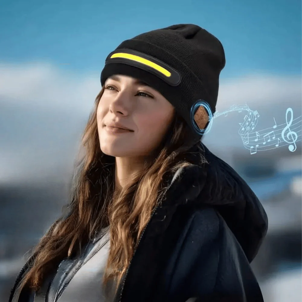 Bluetooth Music Beanie with Headlamp Light