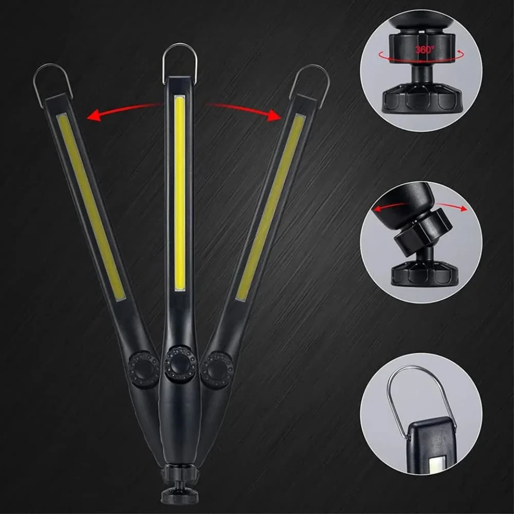 Rechargeable LED Work Light with Stepless Dimming - Magnetic Inspection Lamp for Mechanics