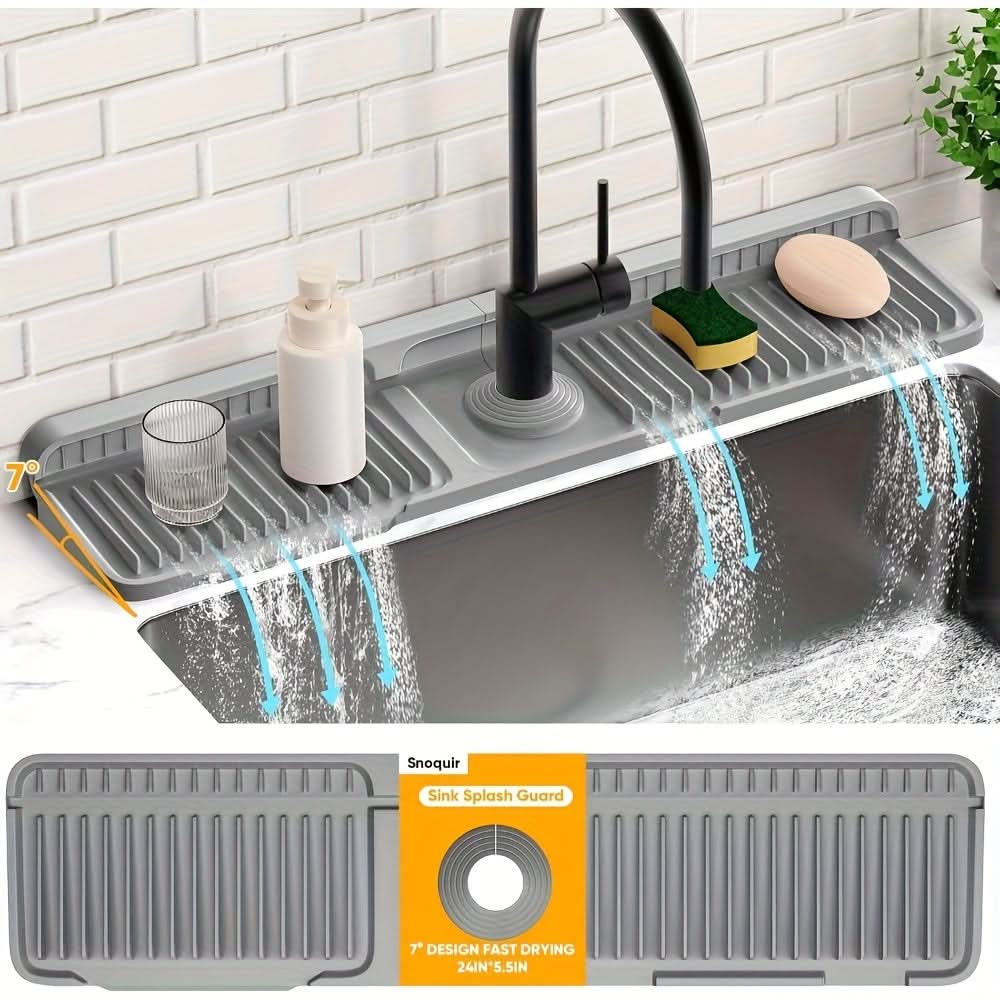 Cut-to-Fit Silicone Sink Protector - Flexible Mat with Quick Drain for Kitchen & Bathroom