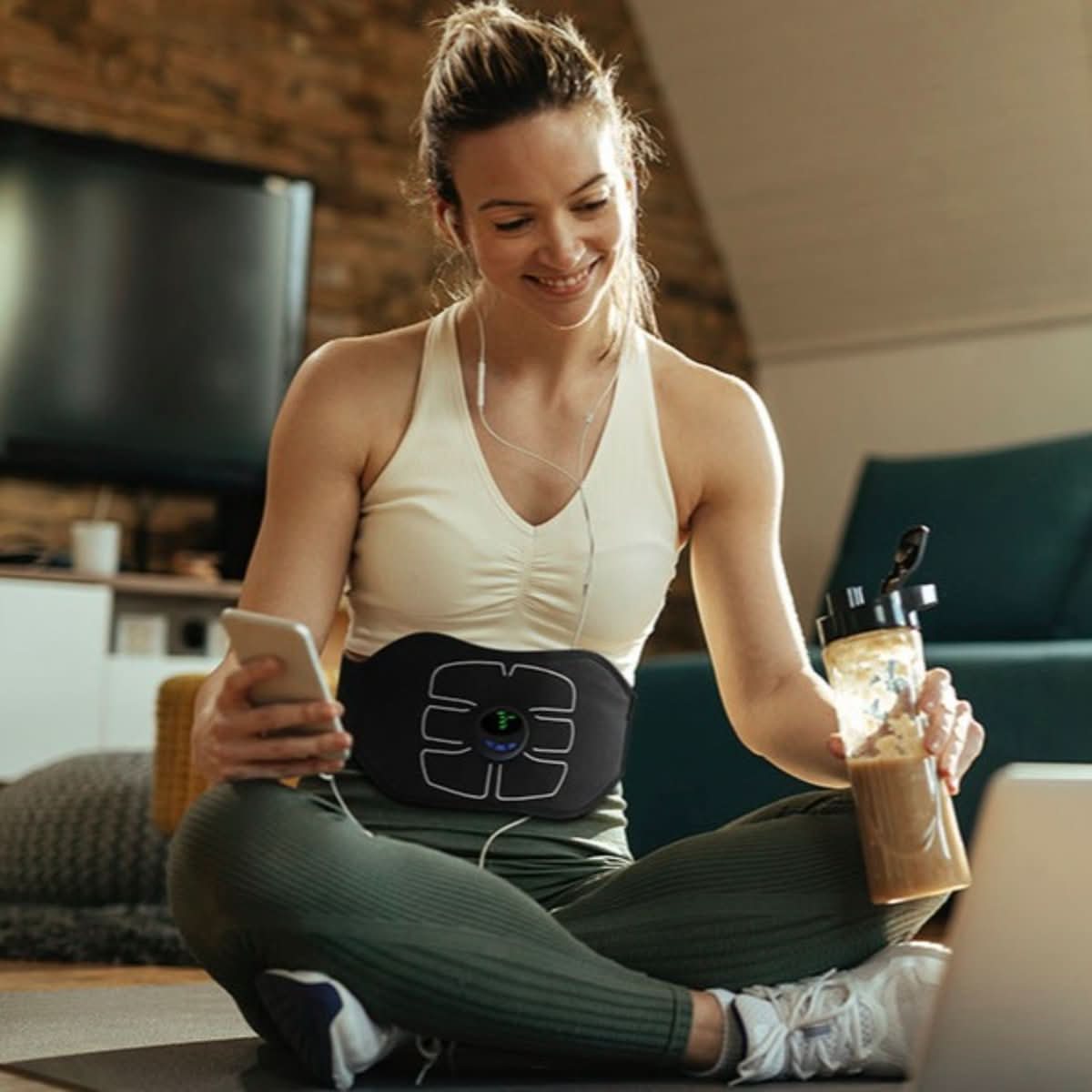 USB Rechargeable Abdominal Toning Belt with 6 Workout Modes
