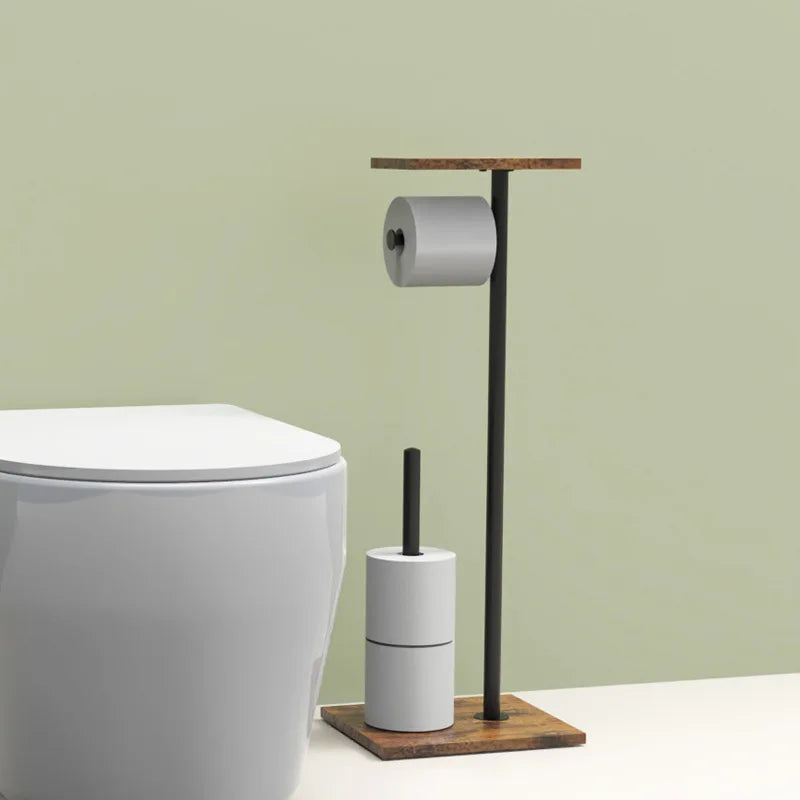 Freestanding Toilet Paper Holder with Storage for Phone and Accessories