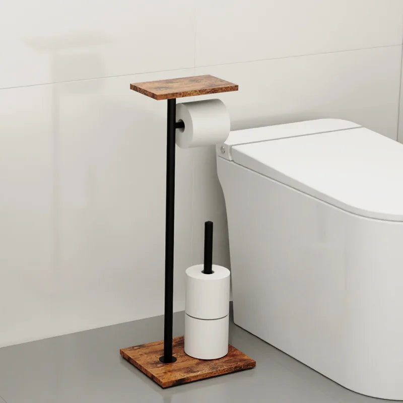 Freestanding Toilet Paper Holder with Storage for Phone and Accessories
