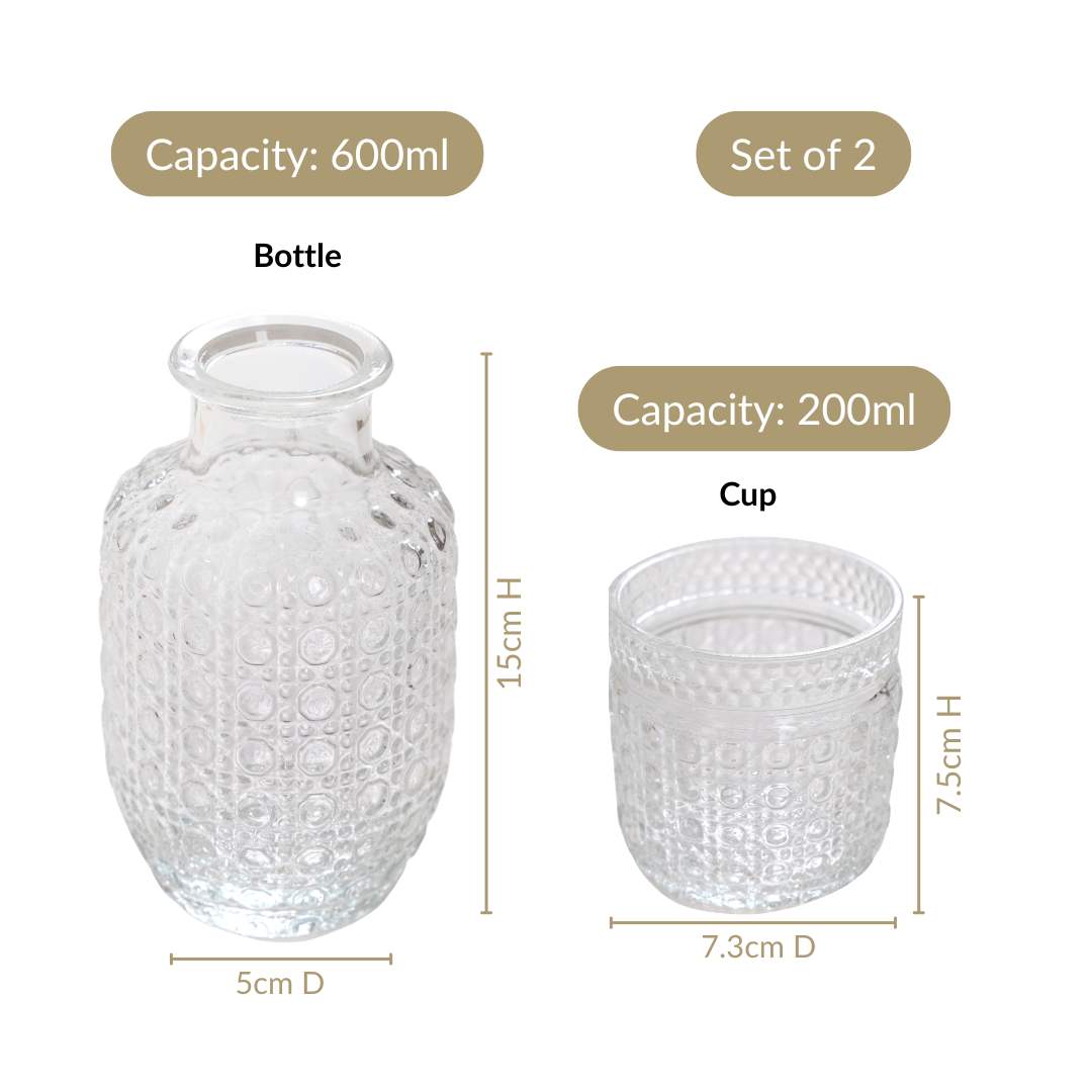 Water Carafe with Lid and Glasses – Nightstand Drinking Set