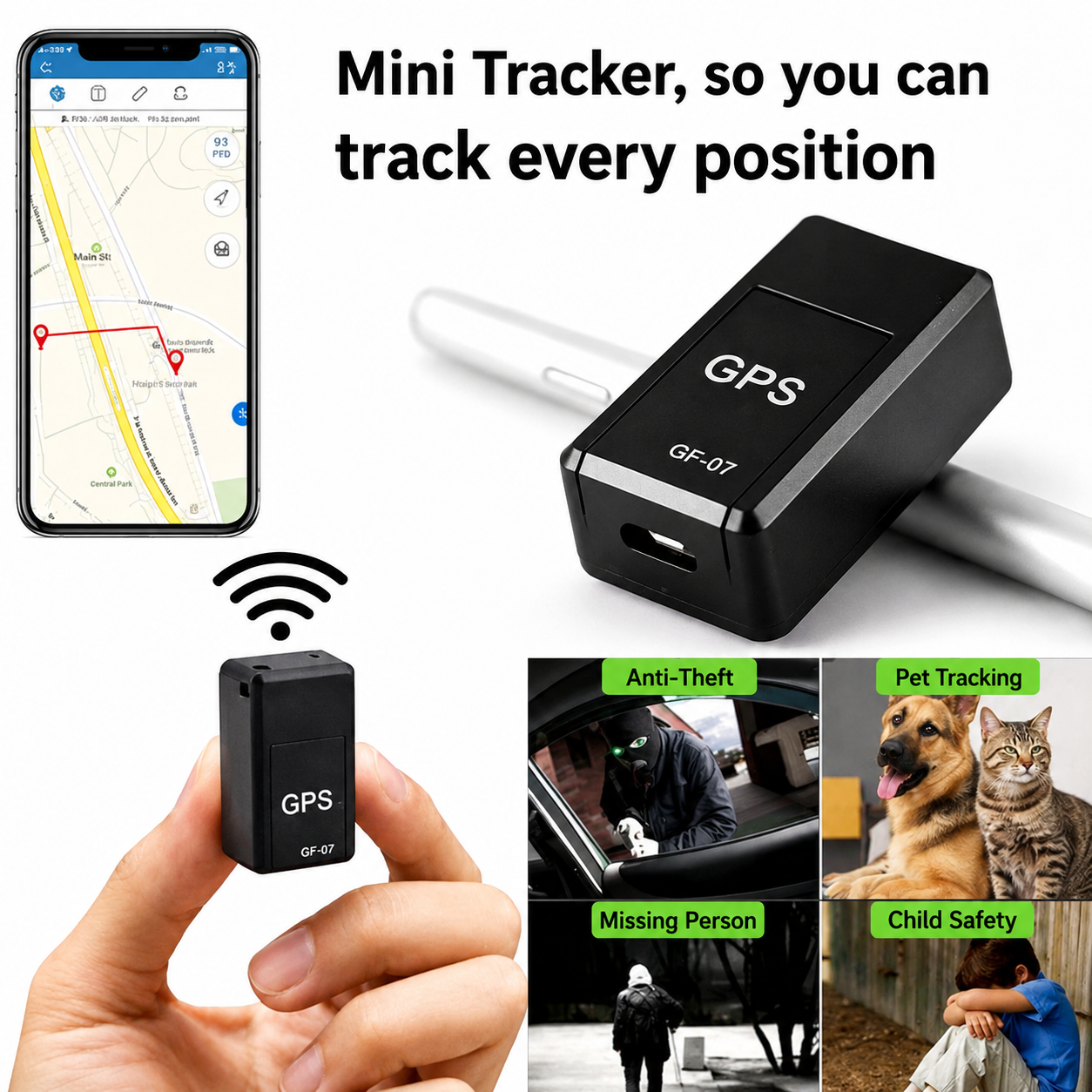 Mini GPS Tracker - Subscription-Free Real-Time Location - Magnetic & Discreet