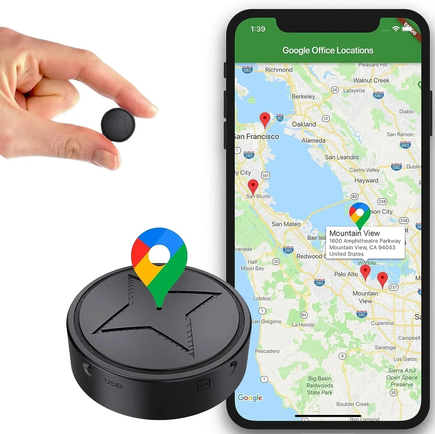 Compact Magnetic GPS Tracker | Real-Time Location GPS + GSM | 20 Days Battery