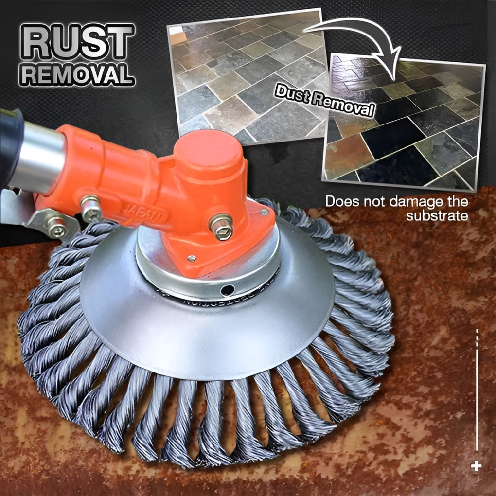 Carbon Steel Weed Trimmer Head – Durable Wire Brush for Patios & Driveways