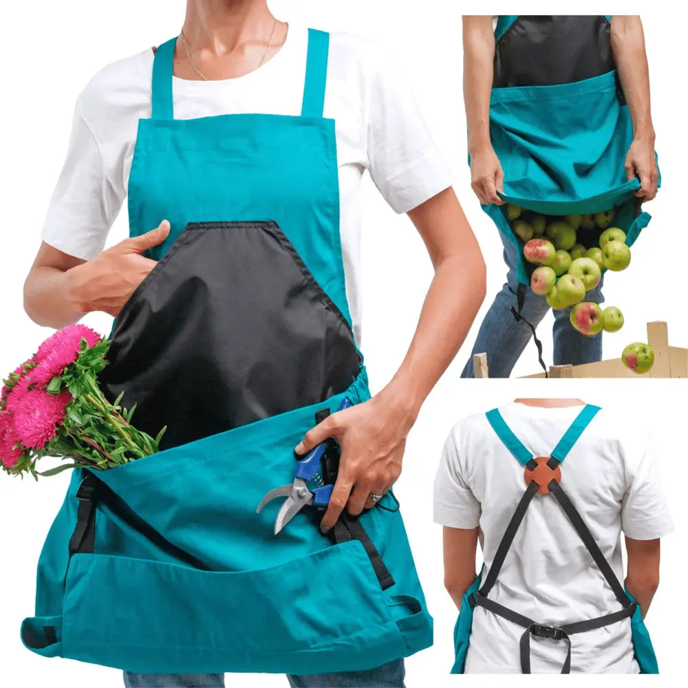 Cross-Back Strap Gardening Apron – Quick-Release Pocket & Water-Resistant Chest Pocket