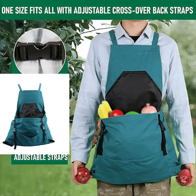 Cross-Back Strap Gardening Apron – Quick-Release Pocket & Water-Resistant Chest Pocket