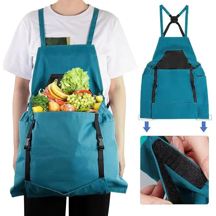 Cross-Back Strap Gardening Apron – Quick-Release Pocket & Water-Resistant Chest Pocket