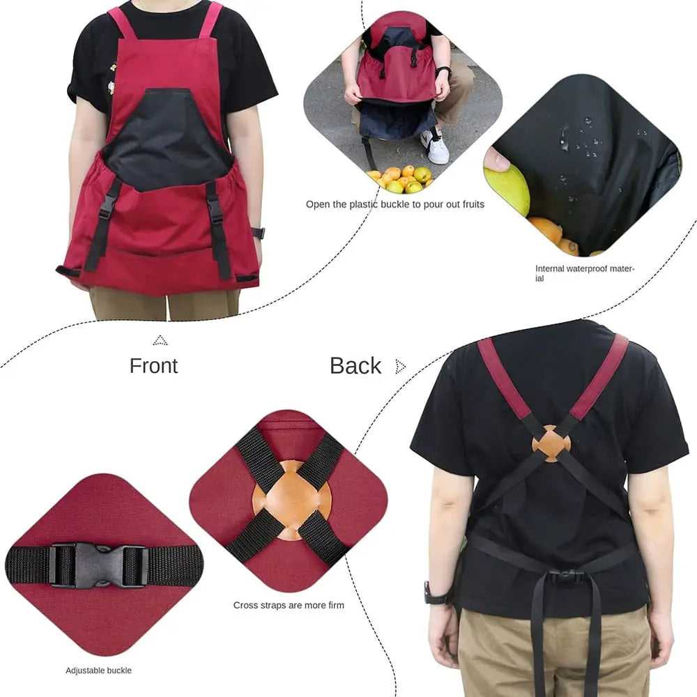 Cross-Back Strap Gardening Apron – Quick-Release Pocket & Water-Resistant Chest Pocket
