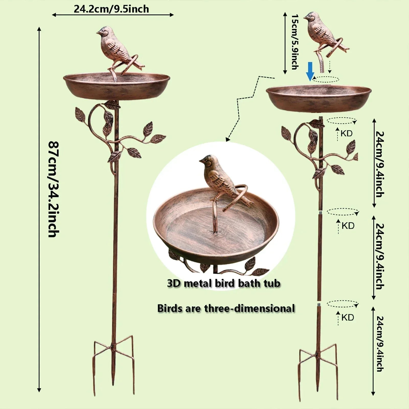 Bird Bath for Garden | Decorative Bowl | Durable Stake