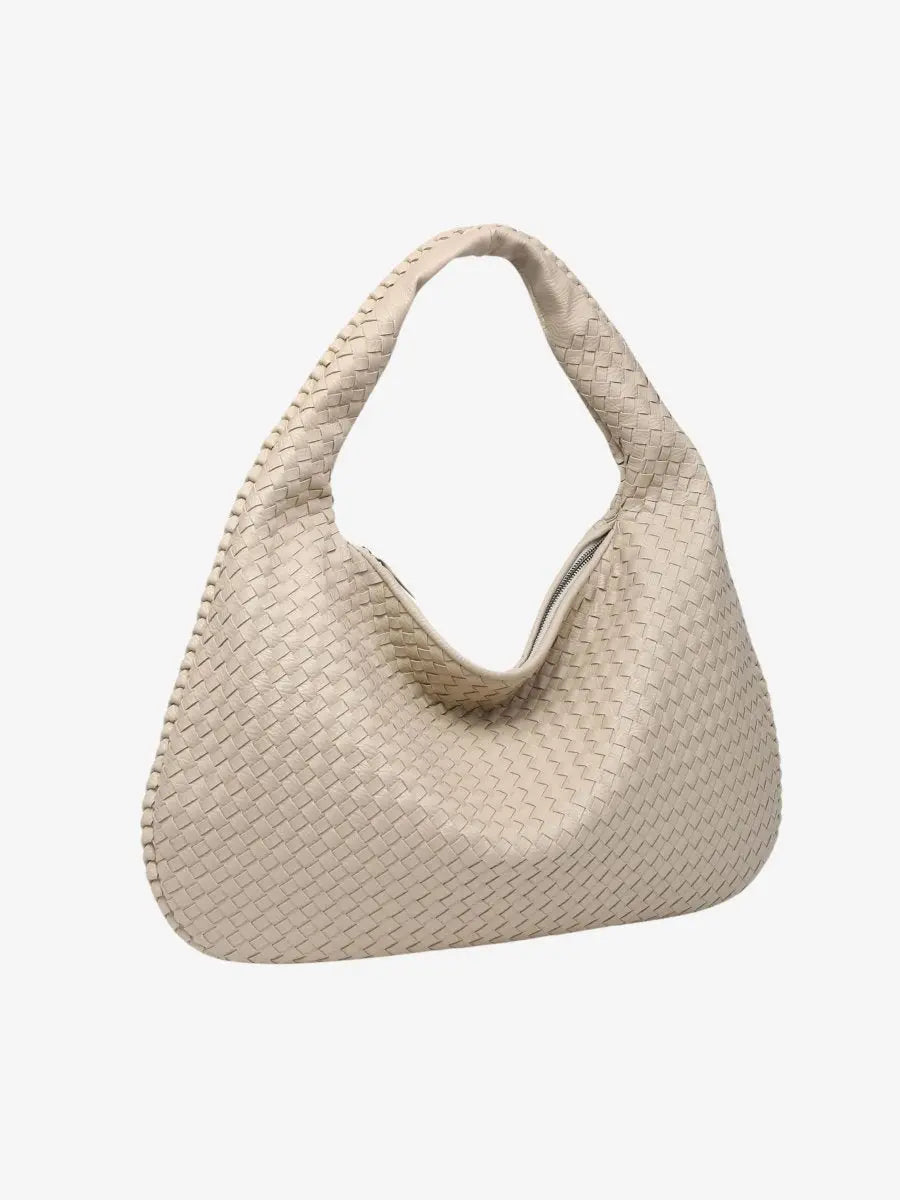 Woven Leather Hobo Purse with Zipper – Classic Design
