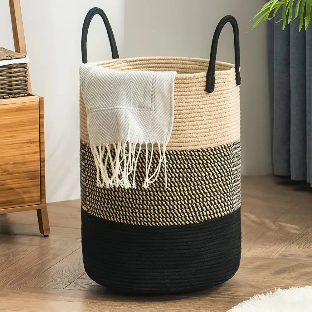 58L Cotton Laundry Hamper - Woven Design