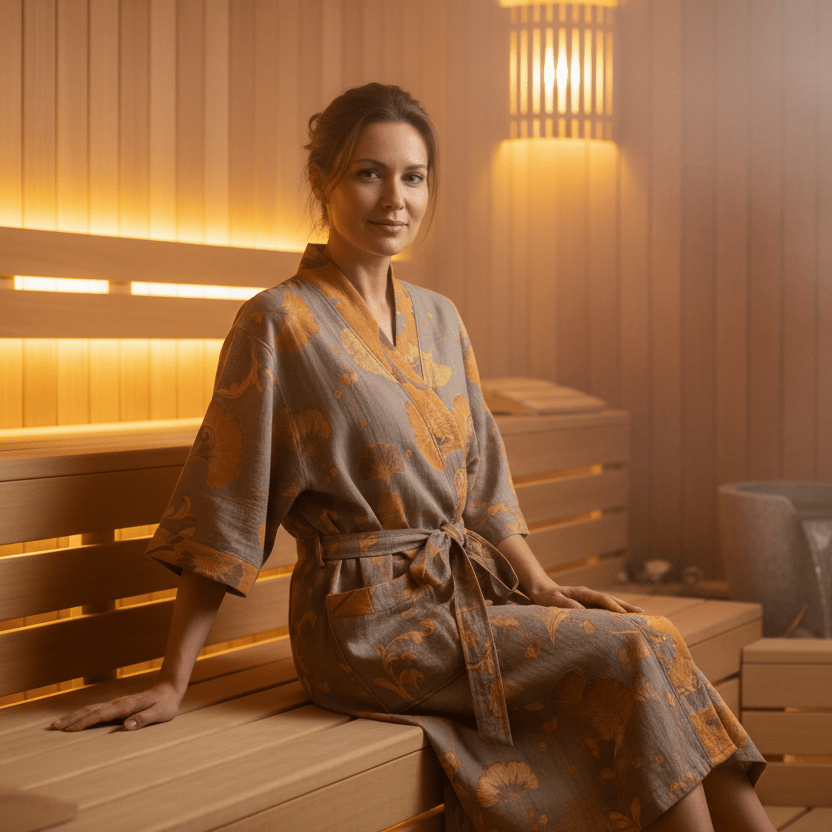Organic Cotton Two-Tone Bathrobe – Reversible Double-Gauze Kimono