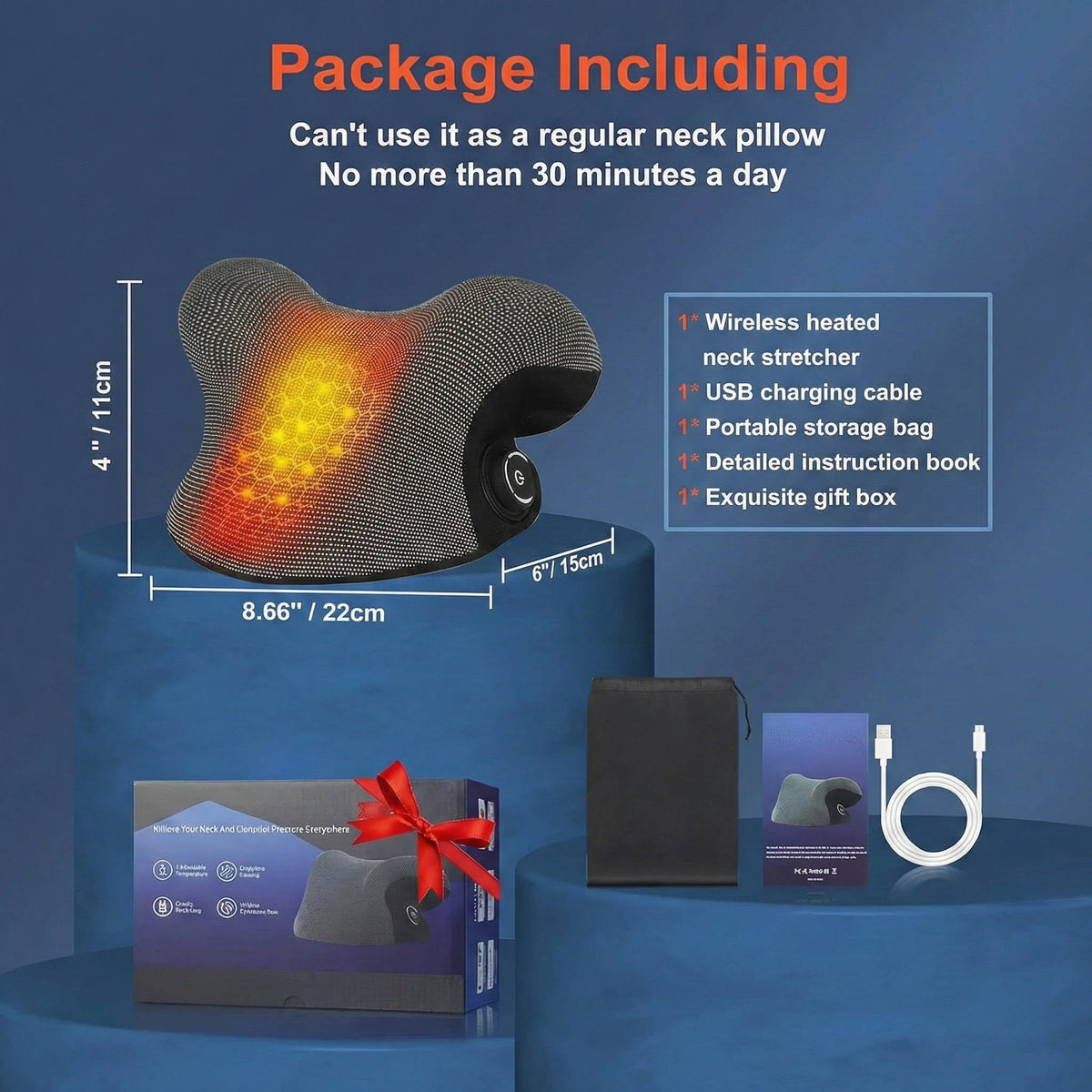 Neck Relaxation Support with Heat Adjustment and Massage Features