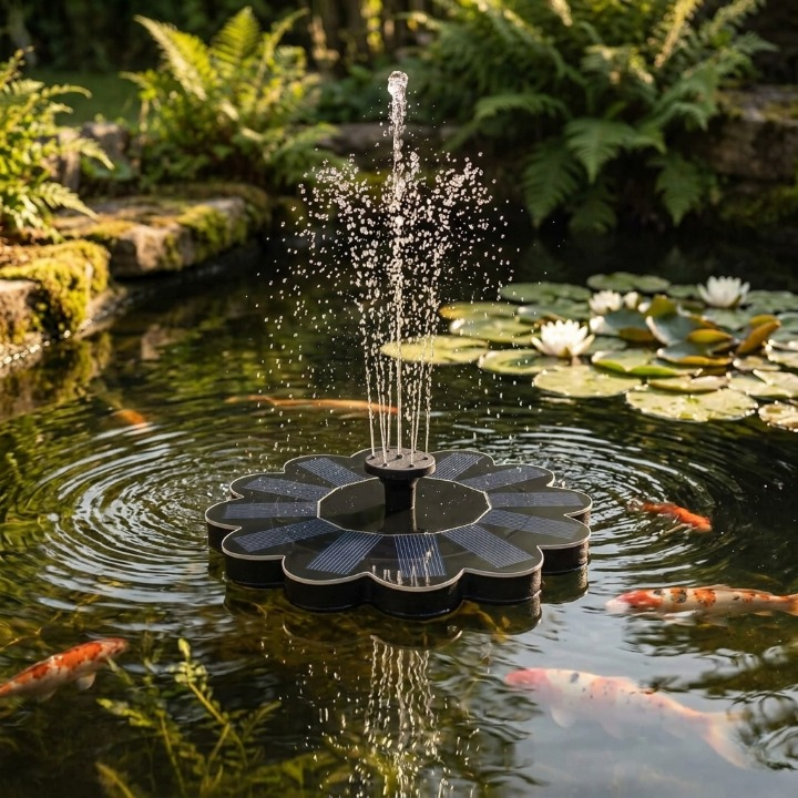 Floating Solar Water Fountain – Wireless with 5 Nozzles, 95 cm Tall