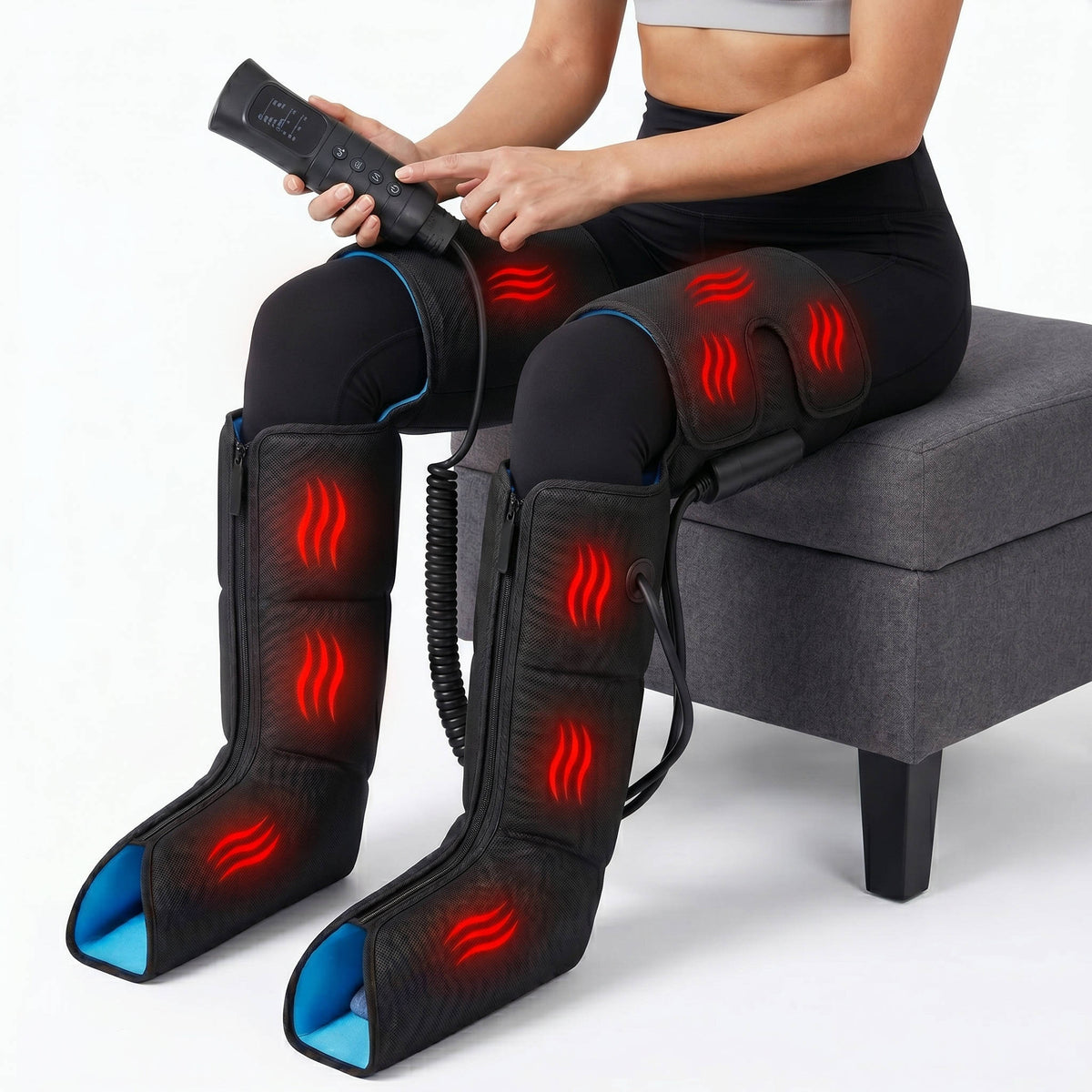 8-Chamber Leg Massage Recovery Boots with Wireless Air Compression