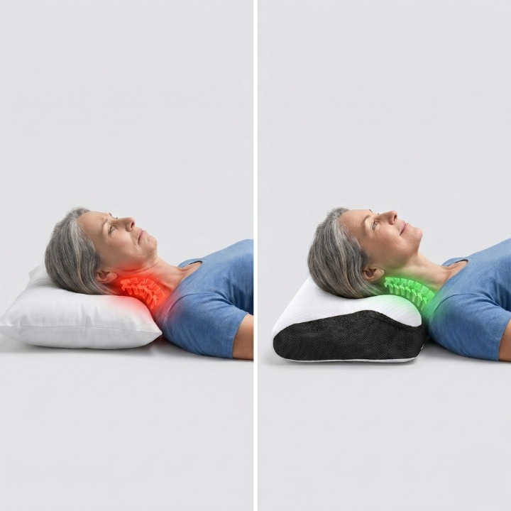 Memory Foam Neck Pillow for Back and Side Sleepers - Orthopedic Design