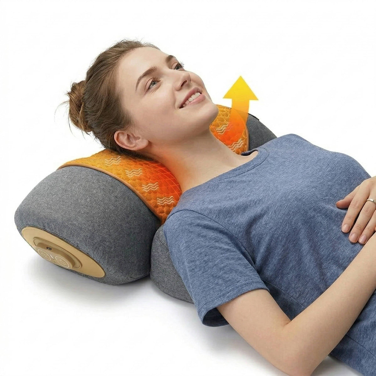 Neck Massage Pillow with Heat, Adjustable Support, and Vibration Options